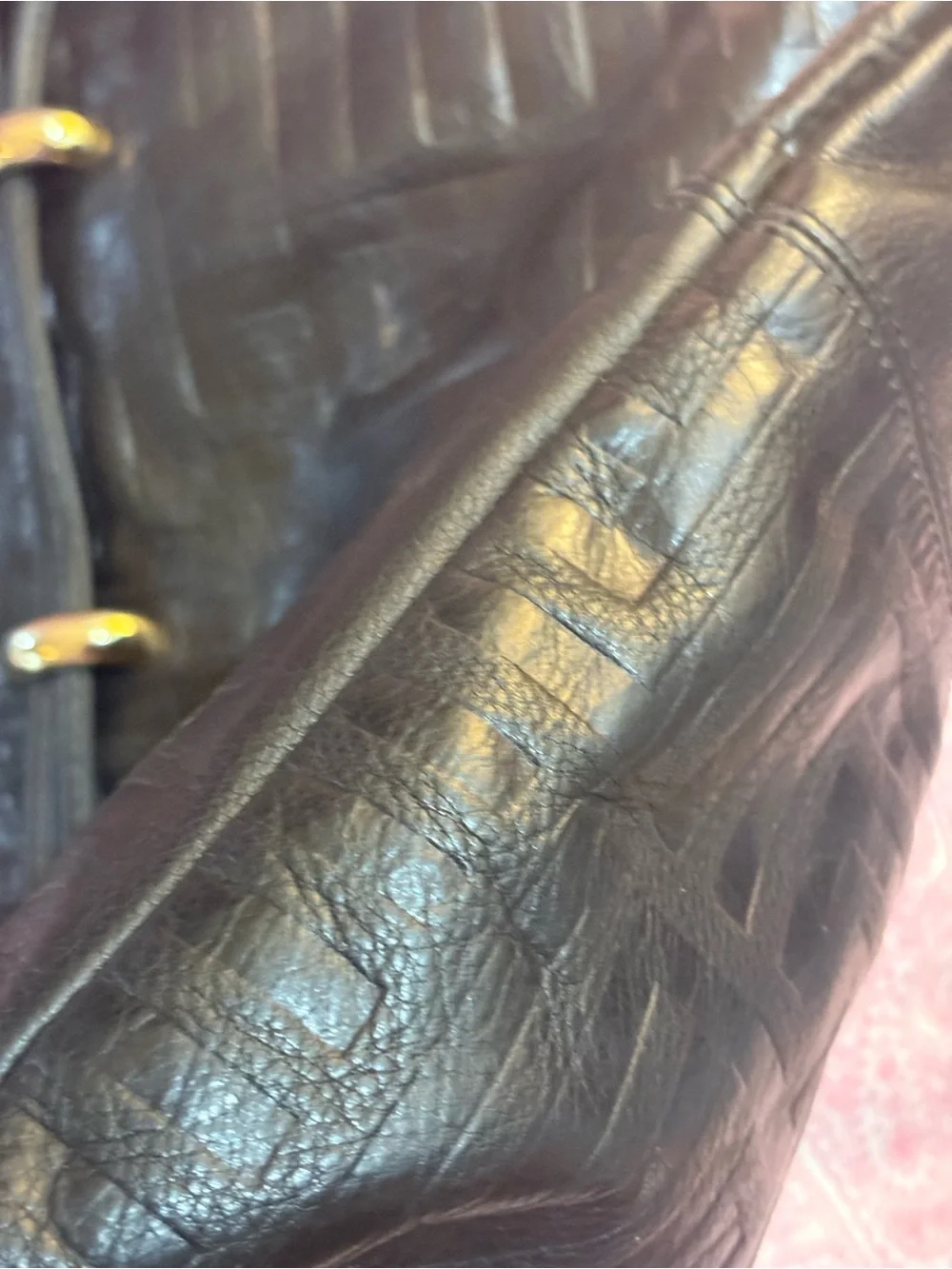 Andre Oliver Black Leather Hobo with Gold Rings